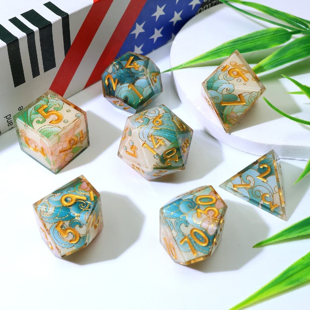 Dnd Dice Set Sakura Blossom Dice Sets for Dungeons and Dragons, Dice for DnD Gifts, Resin Dice
