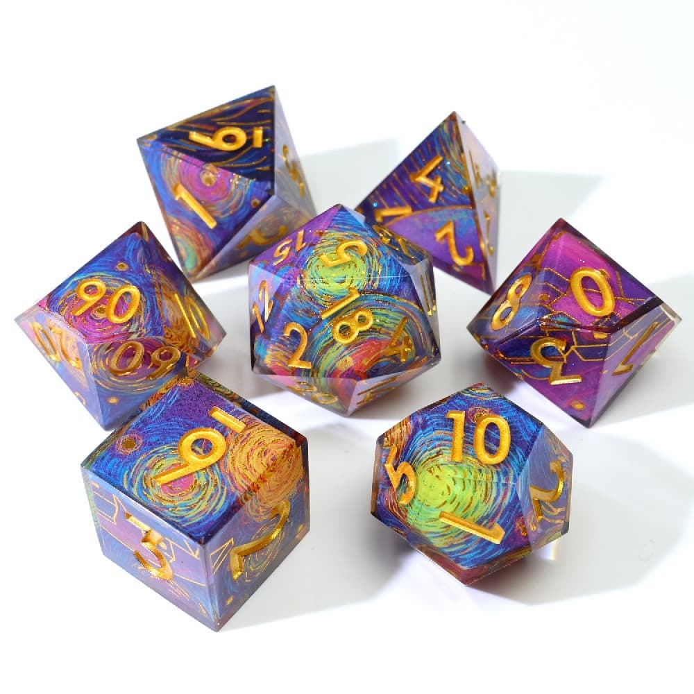 Starry Night Van Gogh Swirl Art Resin Sharp Edge Dice Set 7PCS For DND TTRPGhttps://www.misroll.com/litcn.php