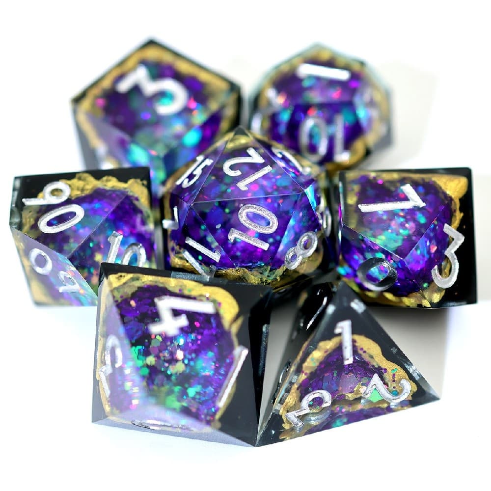 Geode Dice Set | Polyhedral DND Dice Set For Role Playing Games | Artcore Dice Set for Dungeons and Dragons | RPG Dice