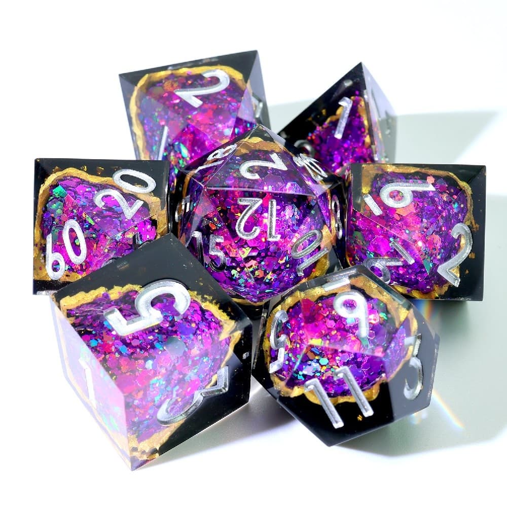 Geode DnD Dice Set Handmade Resin Dice Set Sharp edge Polyhedral Dices for Tabletop RPGs